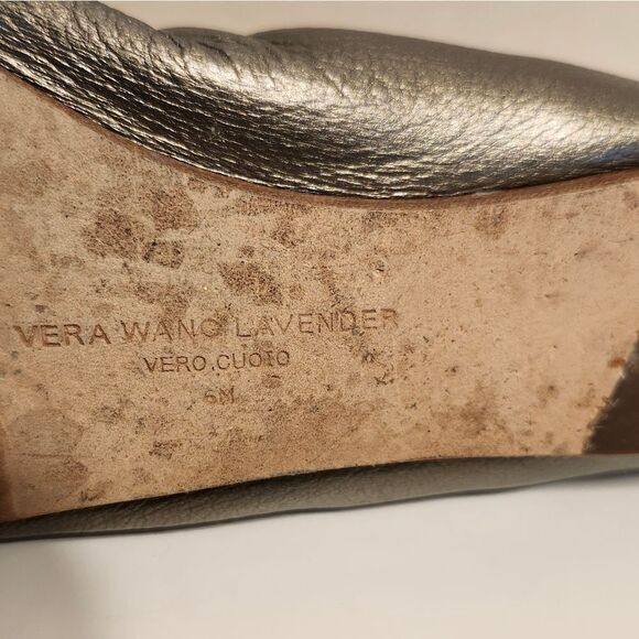 Vera Wang Lavender "Lillian" Pewter Leather Ballet Flats Sz.6 Ret.$225 - Picture 9 of 9